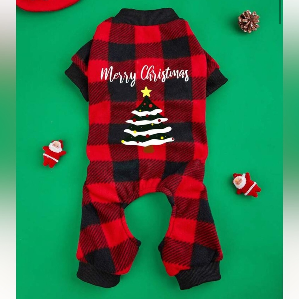 Red Plaid Christmas Pet Onesie - Small/XSmall- NWT